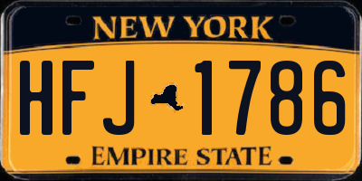 NY license plate HFJ1786