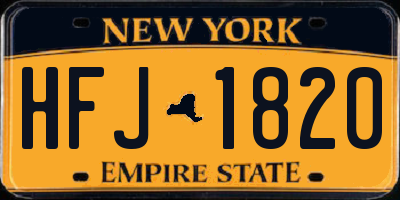 NY license plate HFJ1820