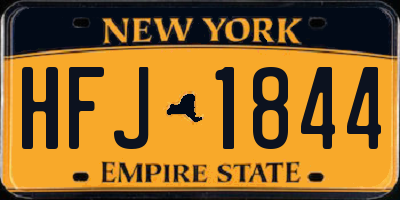 NY license plate HFJ1844
