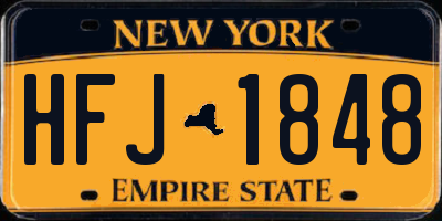 NY license plate HFJ1848