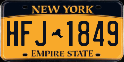 NY license plate HFJ1849