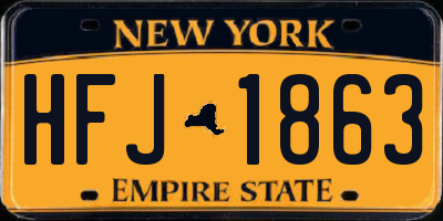 NY license plate HFJ1863