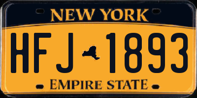 NY license plate HFJ1893
