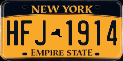 NY license plate HFJ1914
