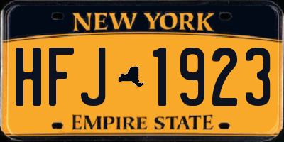 NY license plate HFJ1923