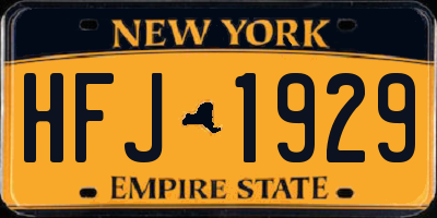 NY license plate HFJ1929