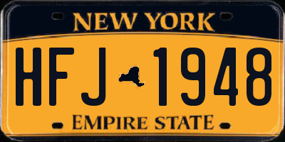 NY license plate HFJ1948