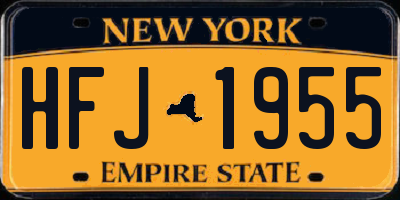 NY license plate HFJ1955