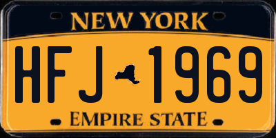 NY license plate HFJ1969