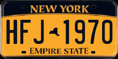 NY license plate HFJ1970