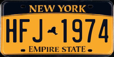 NY license plate HFJ1974