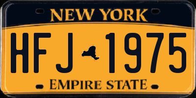 NY license plate HFJ1975