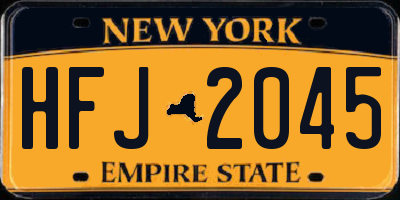 NY license plate HFJ2045