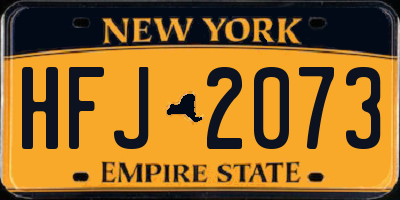 NY license plate HFJ2073