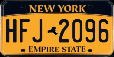 NY license plate HFJ2096