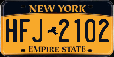 NY license plate HFJ2102