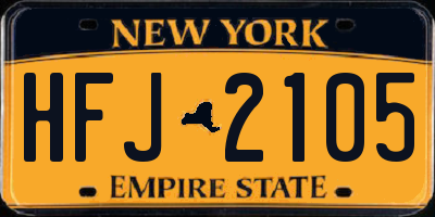 NY license plate HFJ2105