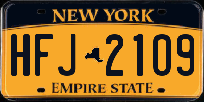 NY license plate HFJ2109
