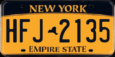 NY license plate HFJ2135