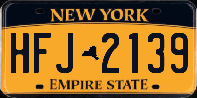 NY license plate HFJ2139