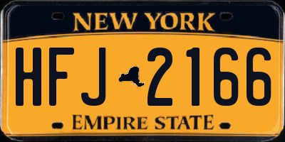 NY license plate HFJ2166