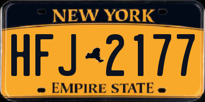 NY license plate HFJ2177