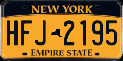 NY license plate HFJ2195
