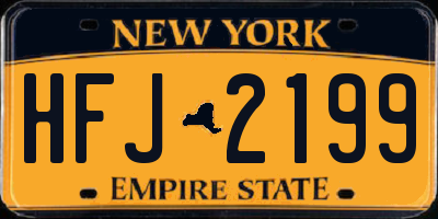 NY license plate HFJ2199