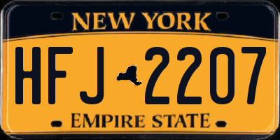 NY license plate HFJ2207