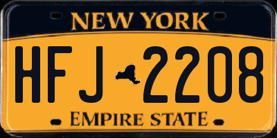NY license plate HFJ2208