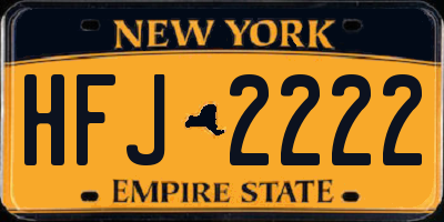 NY license plate HFJ2222