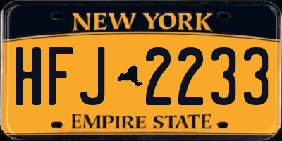 NY license plate HFJ2233