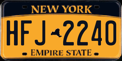 NY license plate HFJ2240