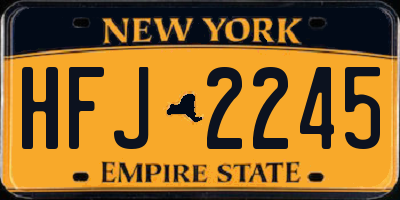 NY license plate HFJ2245