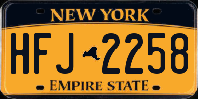 NY license plate HFJ2258