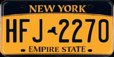 NY license plate HFJ2270