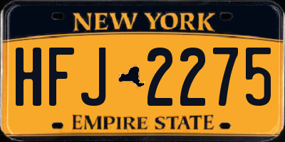 NY license plate HFJ2275