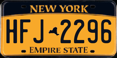 NY license plate HFJ2296