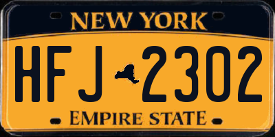 NY license plate HFJ2302