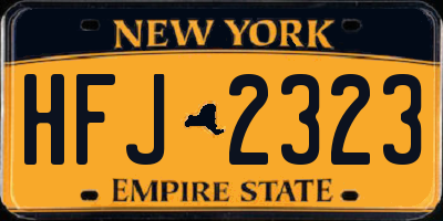 NY license plate HFJ2323
