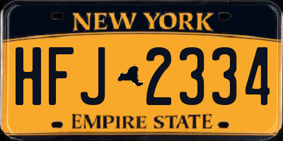 NY license plate HFJ2334