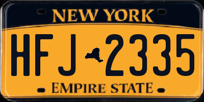 NY license plate HFJ2335