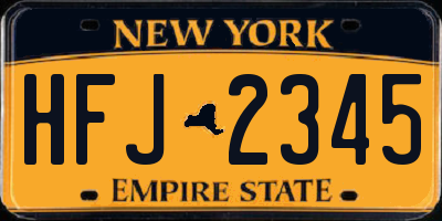 NY license plate HFJ2345