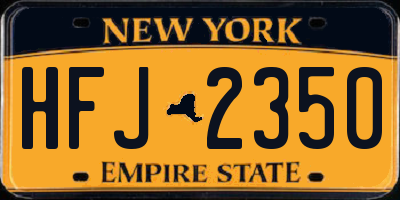 NY license plate HFJ2350