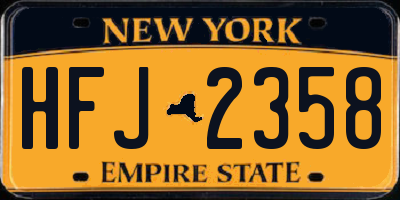 NY license plate HFJ2358