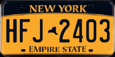 NY license plate HFJ2403