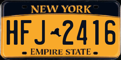 NY license plate HFJ2416