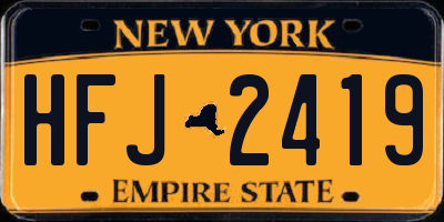 NY license plate HFJ2419