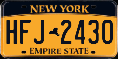 NY license plate HFJ2430