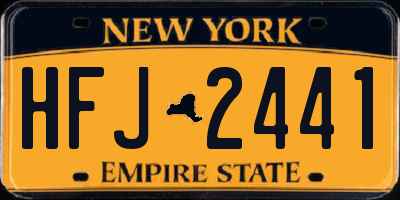 NY license plate HFJ2441